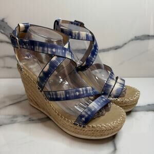 Coconuts by Matisse Women's Blue Cream Platform Espadrilles Sandals Sz 8 Beach